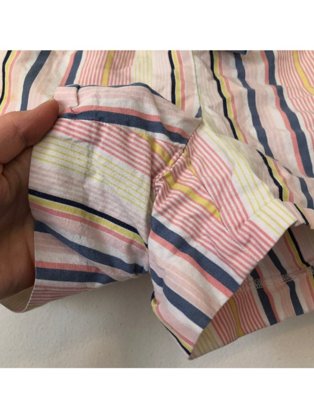 ANN TAYLOR LOFT Striped Tie Waist Shorts Pink White Blue 100% Cotton Boho Small - Picture 11 of 15